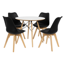Ver imagem 1 de Mesa Eames 90cm Branca com 4 Cadeiras Saarinen Pretas para Sala de Jantar