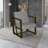 Poltrona Decorativa Base de Ferro Cor Ouro Velho Suede Sarah:Cinza - 2