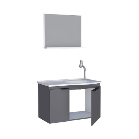 Kit Gabinete Quartzo Madeira p/ Banheiro COZIMAX- Cinza
