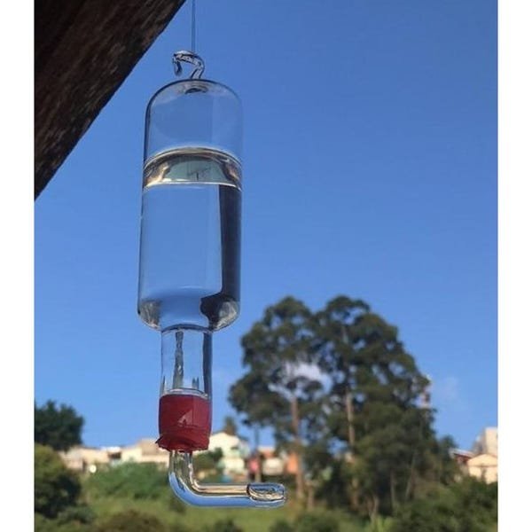 Bebedouro de Vidro Pequeno com Bico de Vidro para Beija Flor e Pássaros Ar Livre - 2