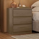 Ver imagem 1 de Mesa Cabeceira 3 Gavetas Puxador Cava 60,5 cm 100% MDF Cor:Nogal