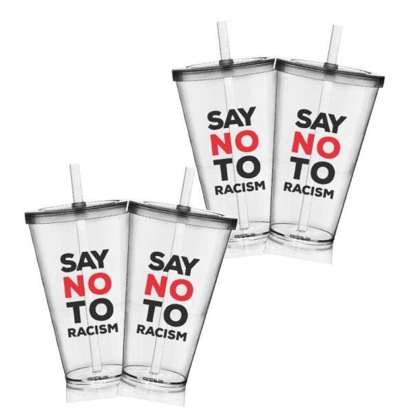 4 Copos com Tampa e Canudo Say no Racism - 2