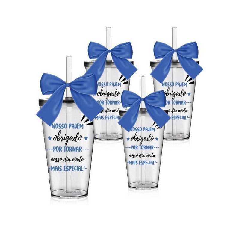 Kit 4 Copos Lembrancinha Personalizados Agradecimento Pajem