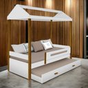 Ver imagem 1 de Cama Casa Solt. Lara Branco/Mel c/ Auxiliar