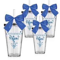 Kit 4 Copos Lembrancinha com Laço Personalizados Pajem - Disney - 1