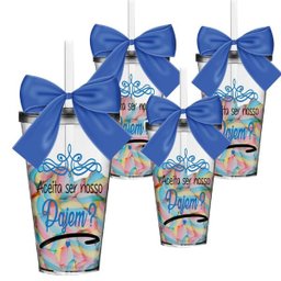 Kit 4 Copos Lembrancinha com Laço Personalizado para Pajem - 2