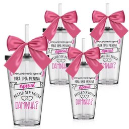 Kit 4 Copos Lembrancinha com Laço Personalizados para Daminha - 1