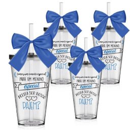 Kit 4 Copos Lembrancinha Personalizados Convite Especial para Pajem - 1