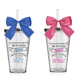 Kit 2 Copos Lembrancinha com Laço para Pajem e Daminha Acrílico - 1