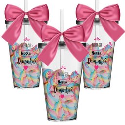Kit 3 Copos Convite com Laço Personalizado Daminha Acrílico - 2