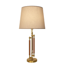 Ver imagem 1 de Abajur Veneto 58,5cm x 17cm Couro e Metal Dourado e Marrom - Bella Iluminação