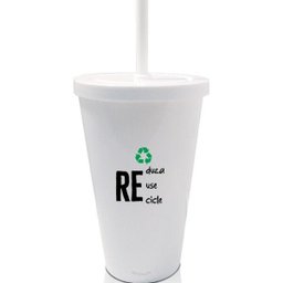 8 Copos Com Tampa e Canudo Branco Adote um copo - 1