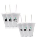 Ver imagem 2 de 8 Copos Com Tampa e Canudo Branco Adote um copo