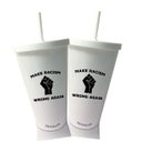 Ver imagem 2 de 2 Copos com Tampa e Canudo Branco Make Racismo Wrong