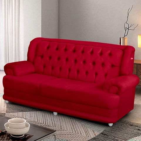 Sofá 2,00m 3 Lugares Suede Finlândia Vermelho