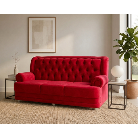 Sofá 2,00m 3 Lugares Suede Finlândia Vermelho