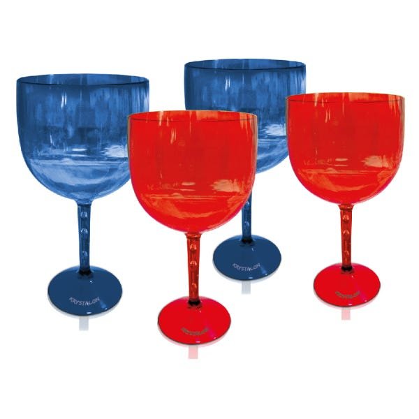 Kit 4 Taças Gin Vermelho e Azul Translúcido Acrílico Ps - 1