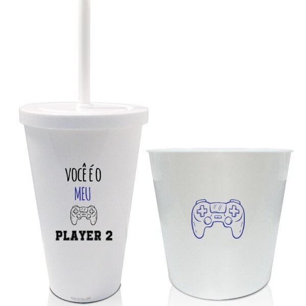 Kit Copo com Tampa e Balde - Player 1 - Dia dos Namorados - 1