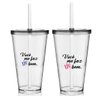 Kit 2 Copos com Tampa e Canudo - Me Faz Bem - Para Dia dos Namorados - 1