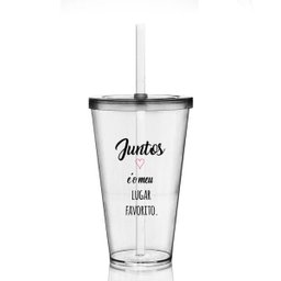 Kit 2 Copos com Tampa e Canudo - Lugar Favorito - Para Dia dos Namorados - 1