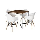 Ver imagem 6 de Mesa Jantar Industrial Quadrada Amêndoa 90Cm Base V Ferro Preto C/4 Poltronas Brancas Cor: Amendoa