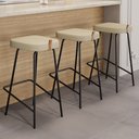 Ver imagem 2 de Kit 04 Banquetas Altas Cozinha e Área Gourmet Vik Estofada Linho Bege - Abmaza