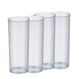 Kit 4 Copos Tubo 300 ml Transparente de Acrílico - 2