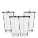 Ver imagem 2 de Kit 4 Copos com Tampa e Canudo 550 ml Transparente Acrílico Poliestireno