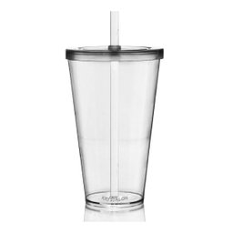 Kit 4 Copos com Tampa e Canudo 550 ml Transparente Acrílico Poliestireno - 1