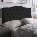 Ver imagem 2 de Cabeceira Painel Casal Curvo Estofada Capitone 160 cm Suede Preto