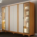 Ver imagem 1 de Guarda-Roupas 6 Portas Vidro Reflecta Prime LED com Pés Cinamomo/Off White