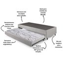 Ver imagem 4 de Bicama Box Solteiro Courino Linho Cinza 88x188x28 Cm com Colchão Auxiliar Ecoflex