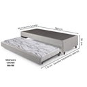 Ver imagem 2 de Bicama Box Solteiro Courino Linho Cinza 88x188x28 Cm com Colchão Auxiliar Ecoflex