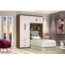 Ver imagem 1 de Roupeiro / Cabeceira Baú Can Solteiro Espaço Amplo 4 Portas e 3 Gavetas Nichos Externos para Objetos