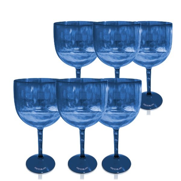 Kit 6 Taças Gin Azul Translúcido Acrílico Ps KrystalON - 1
