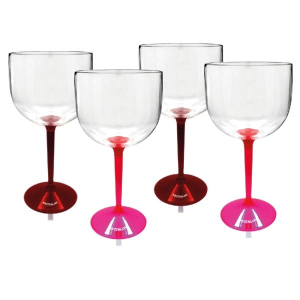 Kit 4 Taças Gin Bicolor Rosa e Vermelho Acrílico Ps - 1