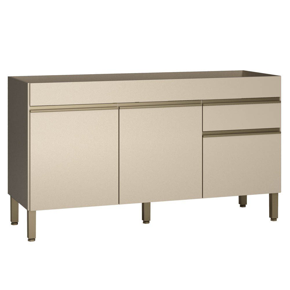 Balcão Gabinete para Pia sem Tampo 150cm Lina K02 Vanilla - Mpozenato - 1