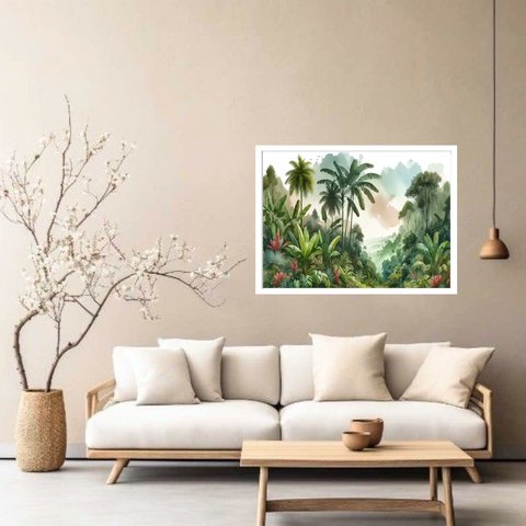 Quadro Decorativo Tropical Verde - 50x70cm:moldura Branca