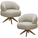 Ver imagem 1 de Kit 02 Poltronas Decorativas Giratória Orgânica Sala Living Zadok L06 Couro Cinza Claro - Lyam Decor