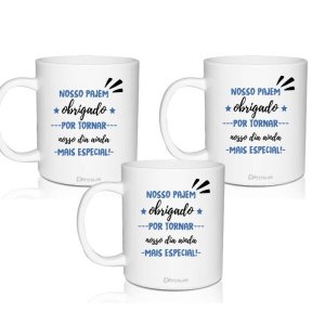 3 Canecas Convite Agradecimento para Pajem