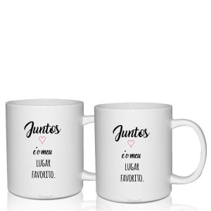 Kit 2 Canecas Brancas Personalizadas - Lugar Favorito - Dia dos Namorados