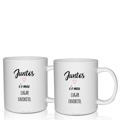 Kit 2 Canecas Brancas Personalizadas - Lugar Favorito - Dia Dos Namorados