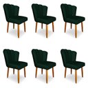 Ver imagem 1 de Kit 6 Cadeiras de Jantar Pétala Estofada Pés Palito Veludo Verde - Montanaris Decor