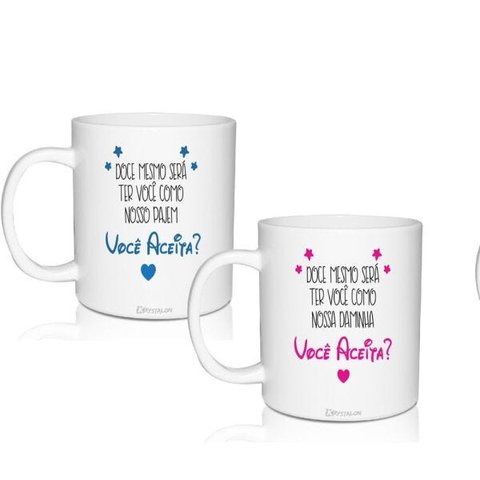 2 Canecas Convite Você Aceita - Para Pajem e Daminha