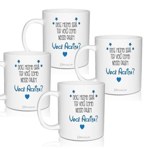 4 Canecas Convite Personalizadas Você Aceita - Para Pajem