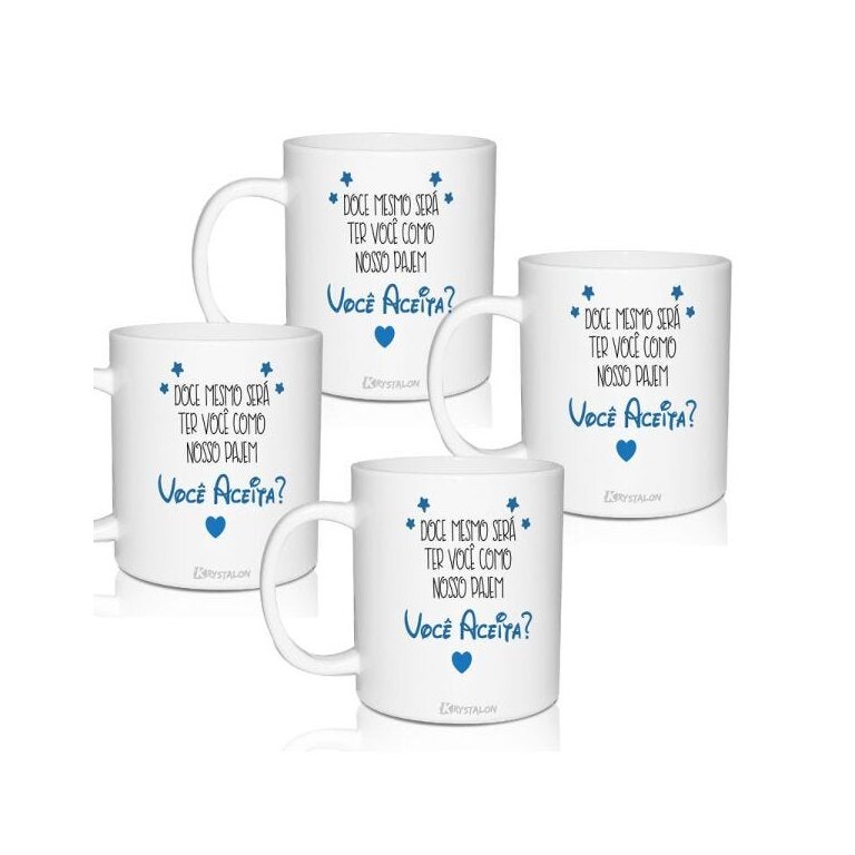 4 Canecas Convite Personalizadas Você Aceita - Para Pajem
