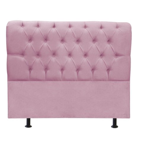 Cabeceira Estofada Cama Box Queen 160cm París Veludo Rosa Bebe- Mabe Magazine