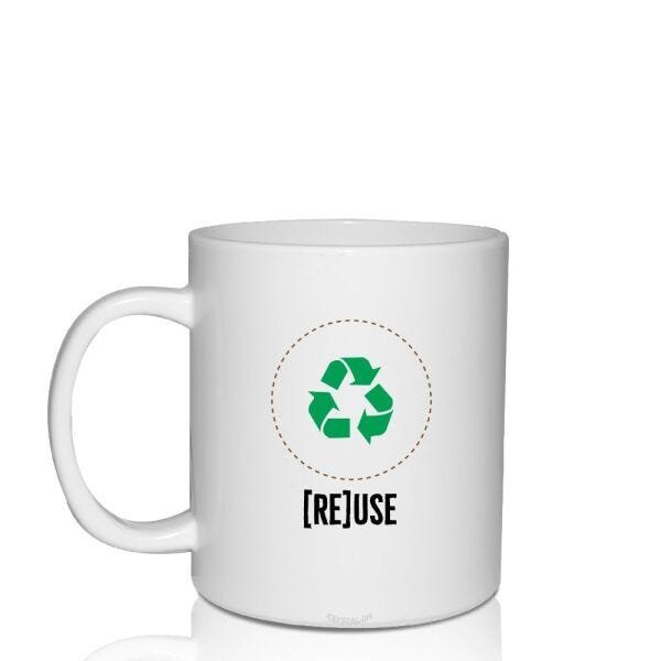 8 Canecas Branca Eco Reuse um Copo Krystalon - 1