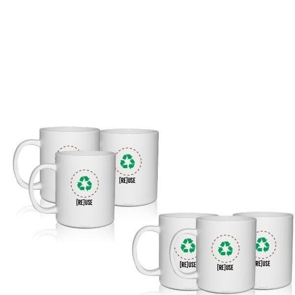 8 Canecas Branca Eco Reuse um Copo Krystalon - 2