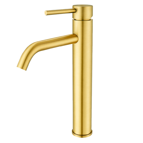 Torneira Misturador Monocomando Água Quente e Fria Bica Alta para Banheiro - Dourado Escovado Dp6202